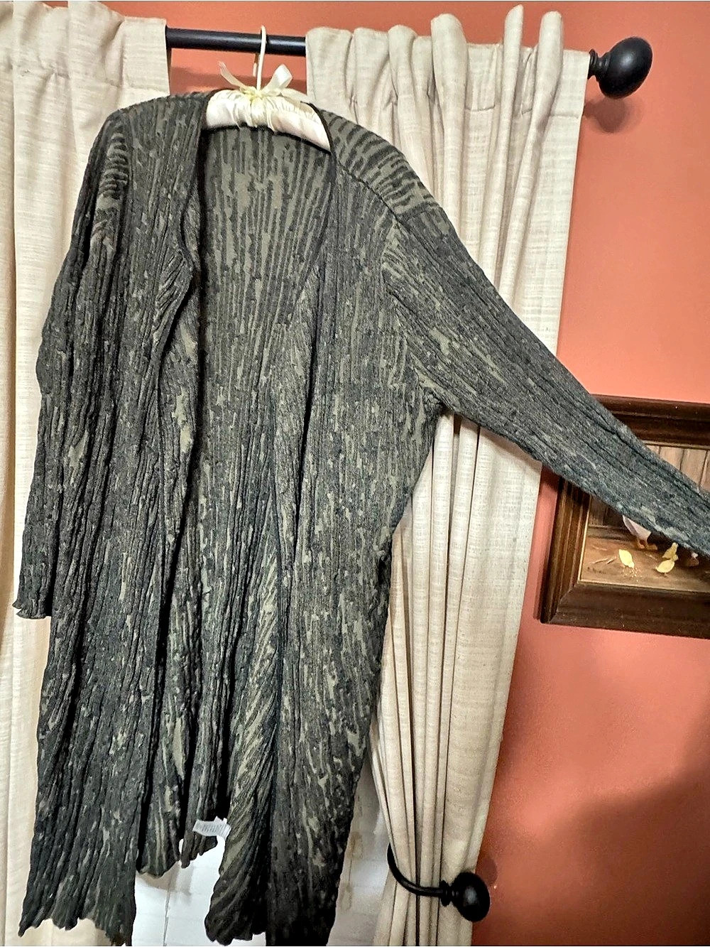 Peruvian Connection Textured Abstract Cardigan in Black & Gray XL